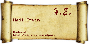 Hadi Ervin névjegykártya